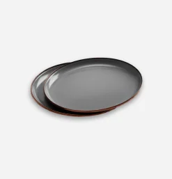 Assiettes Email Set x 2 Grey