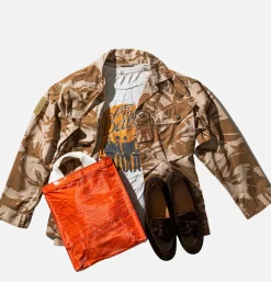 Covered Parachute Document Bag Orange