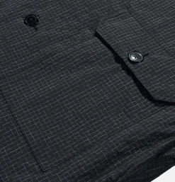 Cropped Work Jacket Check Noir