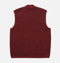 Zip Waistcoat Wool Deep Red